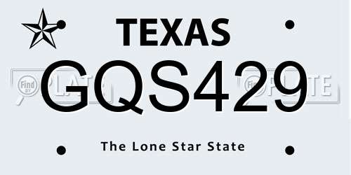 GQS429 Texas License Plate