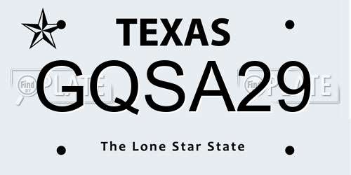 GQSA29 Texas License Plate