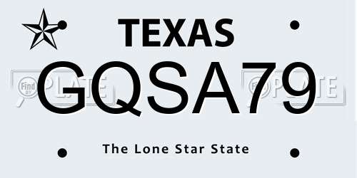 GQSA79 Texas License Plate