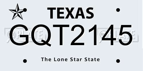 GQT2145 Texas License Plate