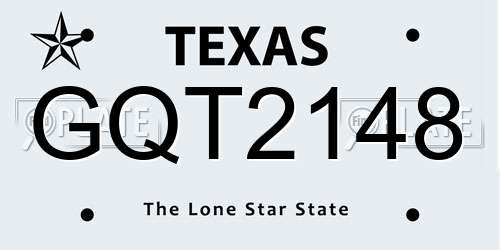 GQT2148 Texas License Plate