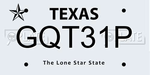 GQT31P Texas License Plate