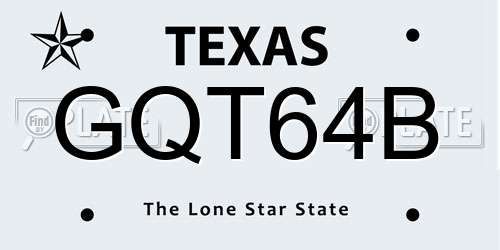 GQT64B Texas License Plate