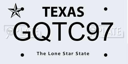 GQTC97 Texas License Plate