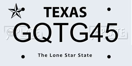 GQTG45 Texas License Plate