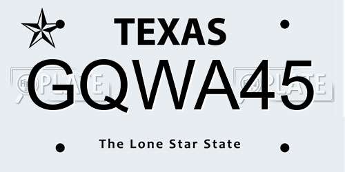GQWA45 Texas License Plate
