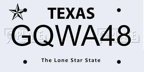 GQWA48 Texas License Plate