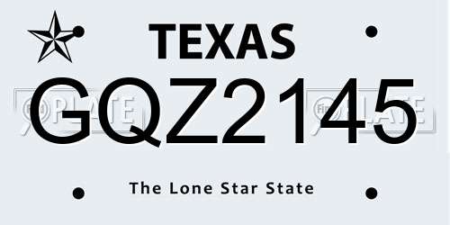 GQZ2145 Texas License Plate