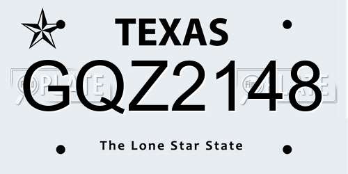 GQZ2148 Texas License Plate