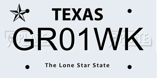GR01WK Texas License Plate
