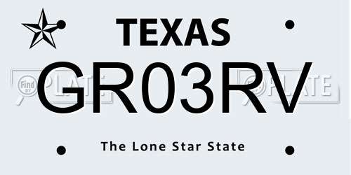 GR03RV Texas License Plate