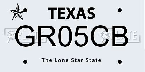 GR05CB Texas License Plate