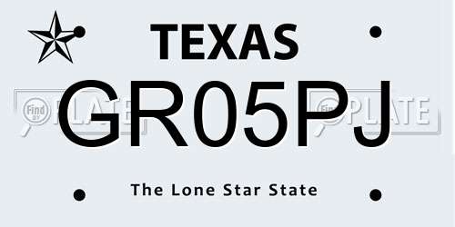 GR05PJ Texas License Plate
