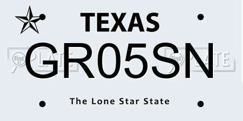 GR05SN Texas License Plate