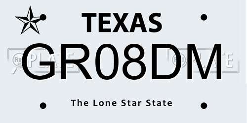GR08DM Texas License Plate