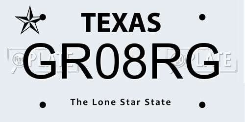 GR08RG Texas License Plate