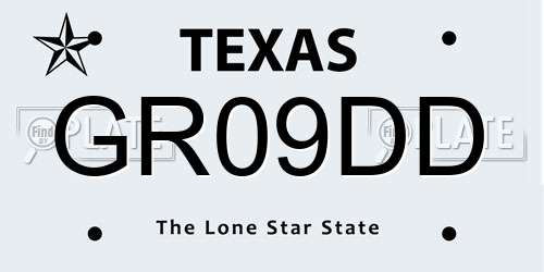GR09DD Texas License Plate