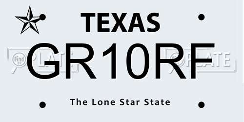 GR10RF Texas License Plate