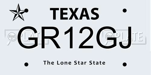 GR12GJ Texas License Plate
