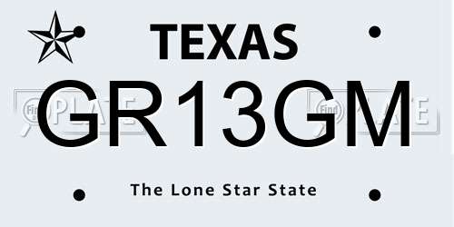 GR13GM Texas License Plate