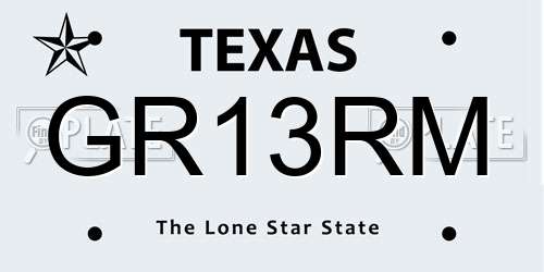 GR13RM Texas License Plate