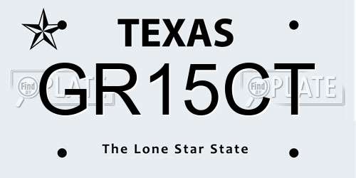 GR15CT Texas License Plate