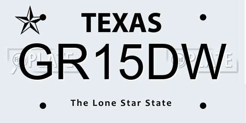 GR15DW Texas License Plate