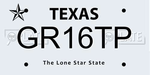 GR16TP Texas License Plate