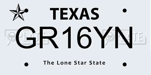 GR16YN Texas License Plate