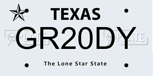 GR20DY Texas License Plate