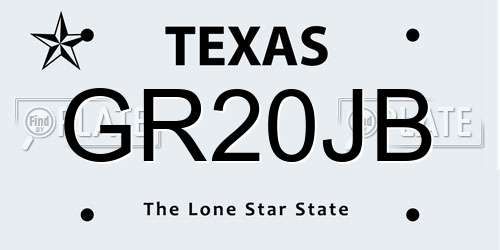 GR20JB Texas License Plate