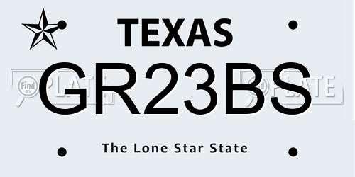 GR23BS Texas License Plate