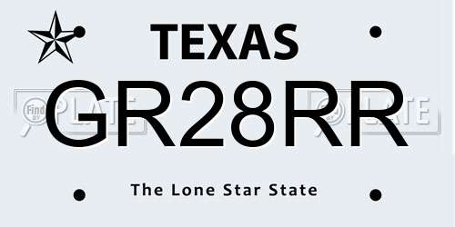 GR28RR Texas License Plate