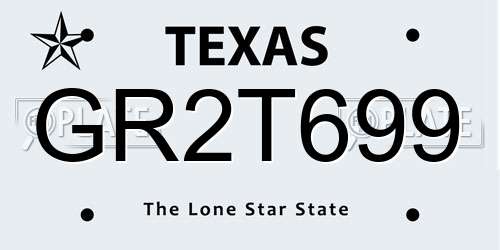 GR2T699 Texas License Plate