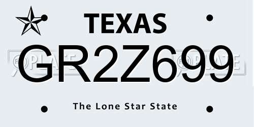 GR2Z699 Texas License Plate
