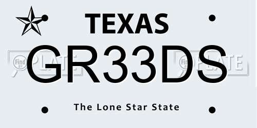 GR33DS Texas License Plate
