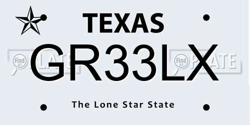 GR33LX Texas License Plate