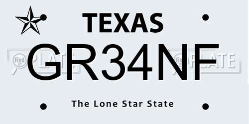 GR34NF Texas License Plate