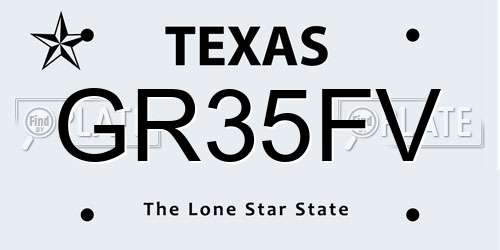 GR35FV Texas License Plate