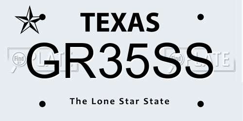 GR35SS Texas License Plate