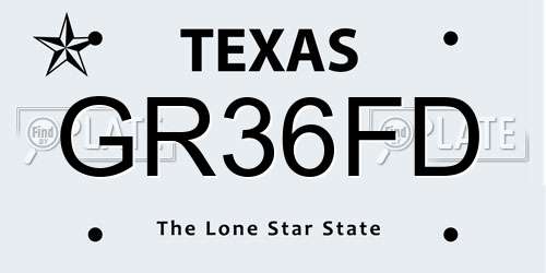 GR36FD Texas License Plate
