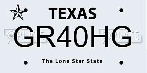 GR40HG Texas License Plate
