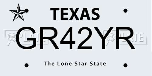 GR42YR Texas License Plate
