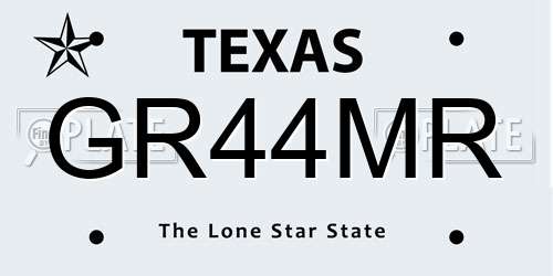 GR44MR Texas License Plate