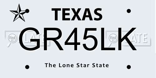 GR45LK Texas License Plate
