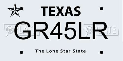 GR45LR Texas License Plate