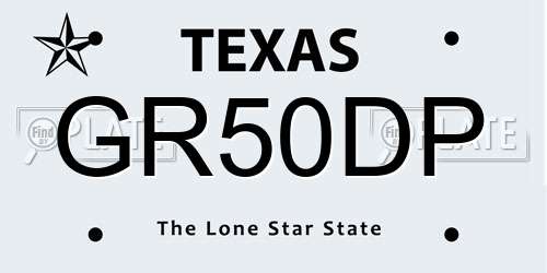 GR50DP Texas License Plate