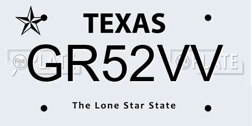GR52VV Texas License Plate