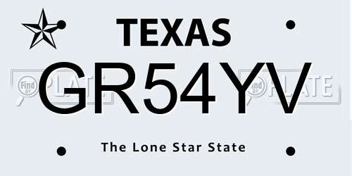 GR54YV Texas License Plate
