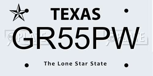 GR55PW Texas License Plate